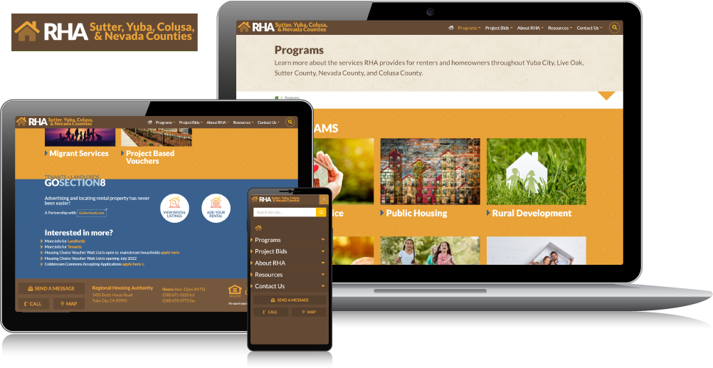 Screenshots of the RHA website